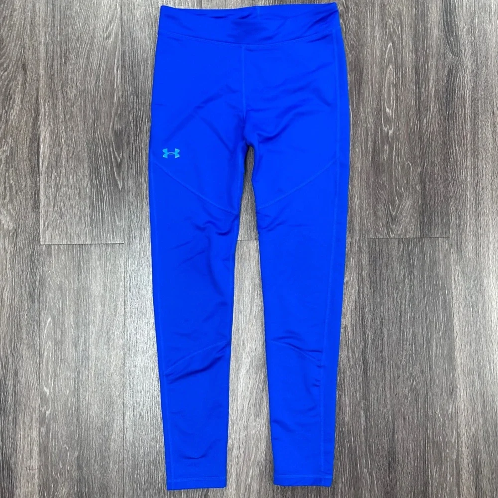 Under Armour ColdGear Fitted Leggings Athletic Running Blue YLG Youth‎ Large